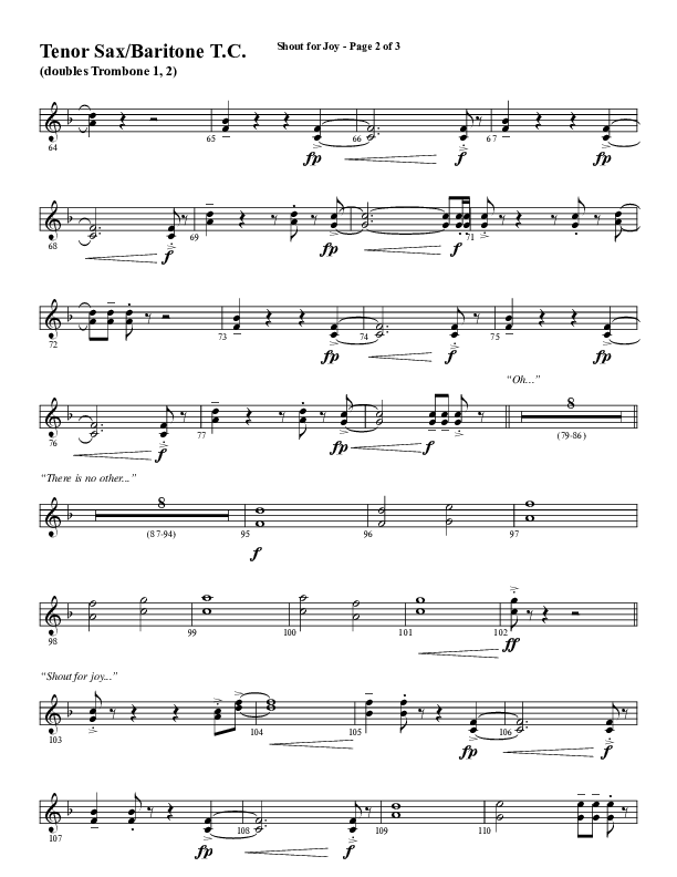 Shout For Joy (Choral Anthem SATB) Tenor Sax/Baritone T.C. (Word Music Choral / Arr. Joshua Spacht)