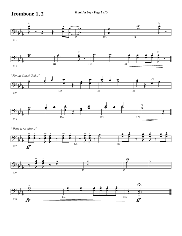 Shout For Joy (Choral Anthem SATB) Trombone 1/2 (Word Music Choral / Arr. Joshua Spacht)