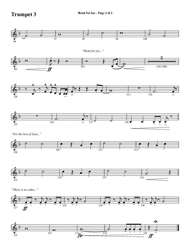 Shout For Joy (Choral Anthem SATB) Trumpet 3 (Word Music Choral / Arr. Joshua Spacht)
