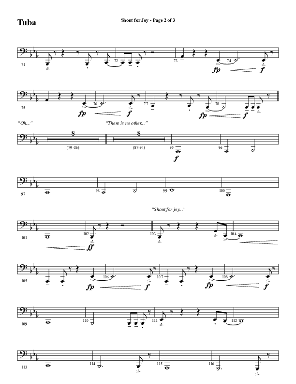 Shout For Joy (Choral Anthem SATB) Tuba (Word Music Choral / Arr. Joshua Spacht)