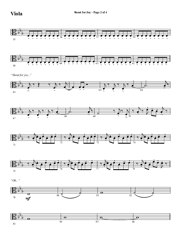 Shout For Joy (Choral Anthem SATB) Viola (Word Music Choral / Arr. Joshua Spacht)