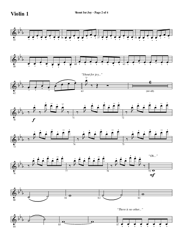 Shout For Joy (Choral Anthem SATB) Violin 1 (Word Music Choral / Arr. Joshua Spacht)