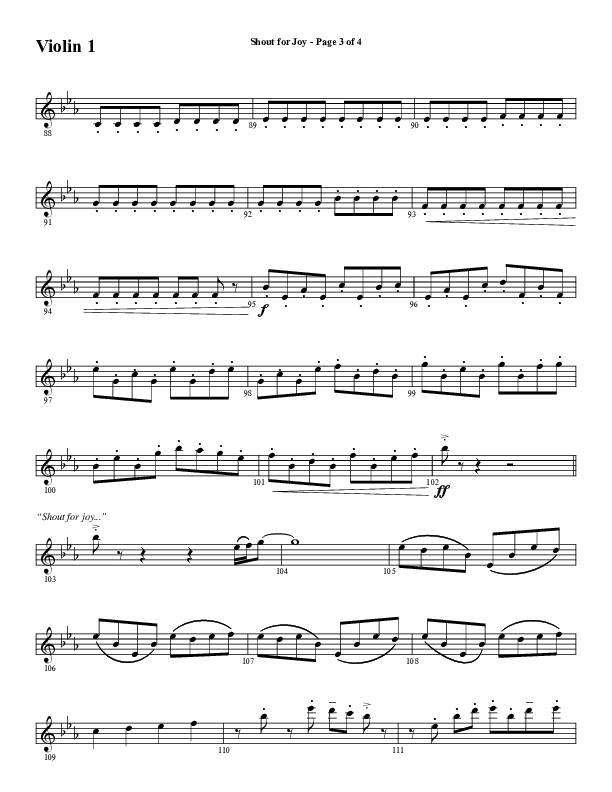 Shout For Joy (Choral Anthem SATB) Violin 1 (Word Music Choral / Arr. Joshua Spacht)
