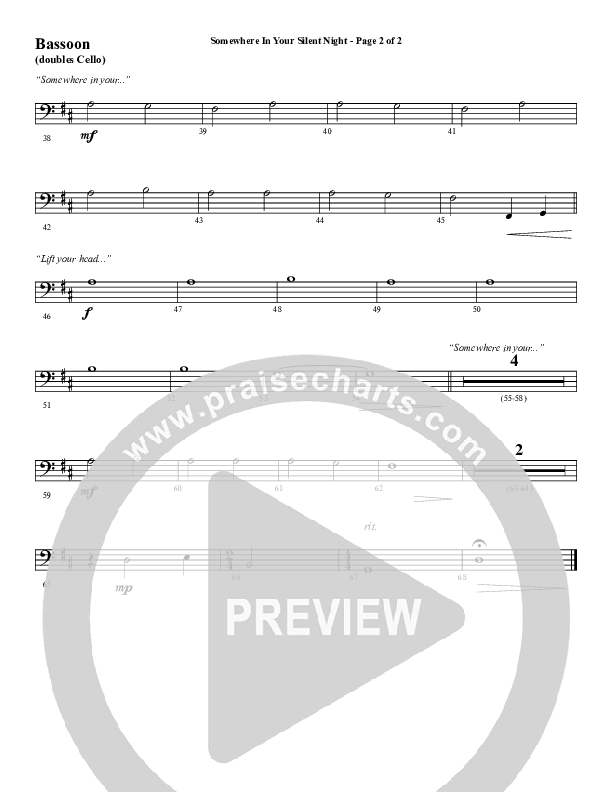 Somewhere In Your Silent Night (Choral Anthem SATB) Bassoon (Word Music Choral / Arr. Marty Hamby)