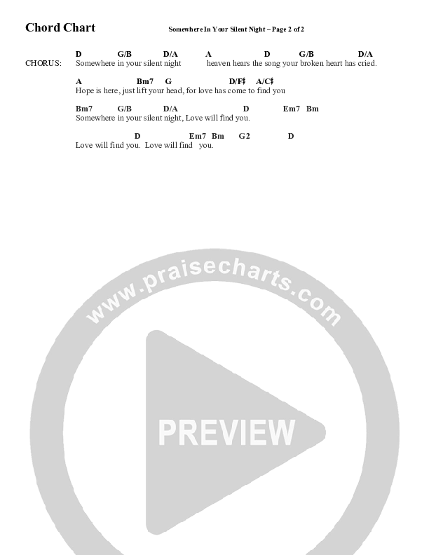 Somewhere In Your Silent Night (Choral Anthem SATB) Chord Chart (Word Music Choral / Arr. Marty Hamby)