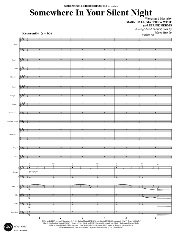 Somewhere In Your Silent Night (Choral Anthem SATB) Orchestration (Word Music Choral / Arr. Marty Hamby)