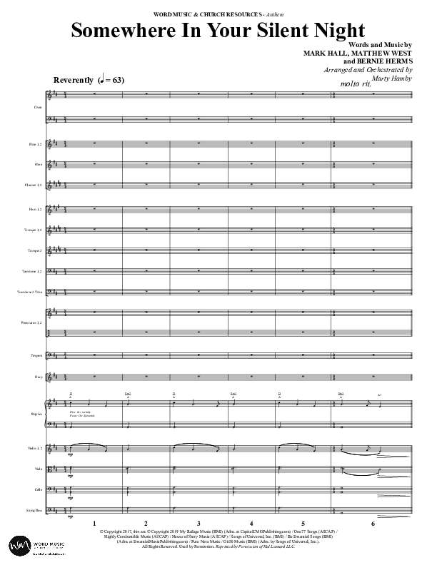 Somewhere In Your Silent Night (Choral Anthem SATB) Conductor's Score (Word Music Choral / Arr. Marty Hamby)