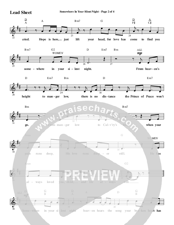 Somewhere In Your Silent Night (Choral Anthem SATB) Lead Sheet (Melody) (Word Music Choral / Arr. Marty Hamby)