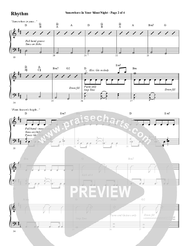 Somewhere In Your Silent Night (Choral Anthem SATB) Rhythm Chart (Word Music Choral / Arr. Marty Hamby)