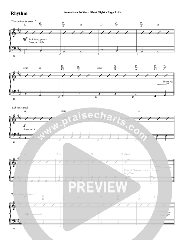 Somewhere In Your Silent Night (Choral Anthem SATB) Rhythm Chart (Word Music Choral / Arr. Marty Hamby)