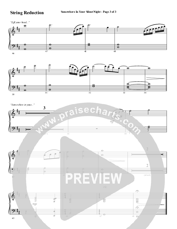 Somewhere In Your Silent Night (Choral Anthem SATB) String Reduction (Word Music Choral / Arr. Marty Hamby)