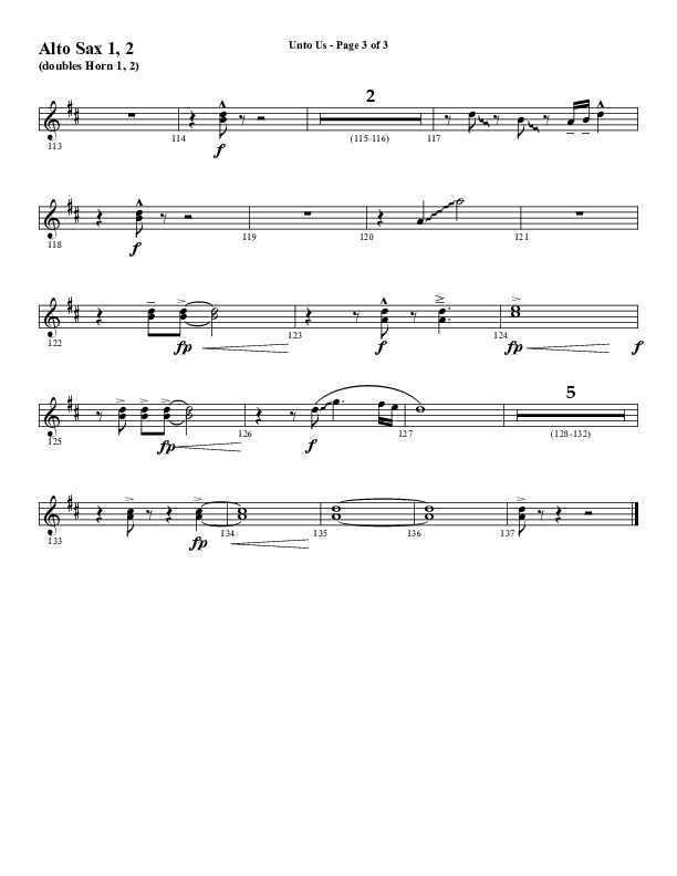 Unto Us (Choral Anthem SATB) Alto Sax 1/2 (Word Music Choral / Arr. David Hamilton)