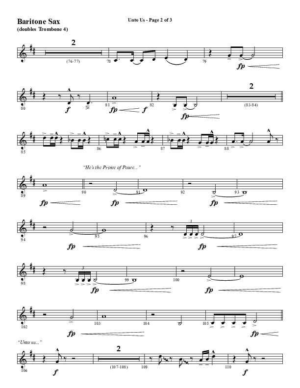 Unto Us (Choral Anthem SATB) Bari Sax (Word Music Choral / Arr. David Hamilton)