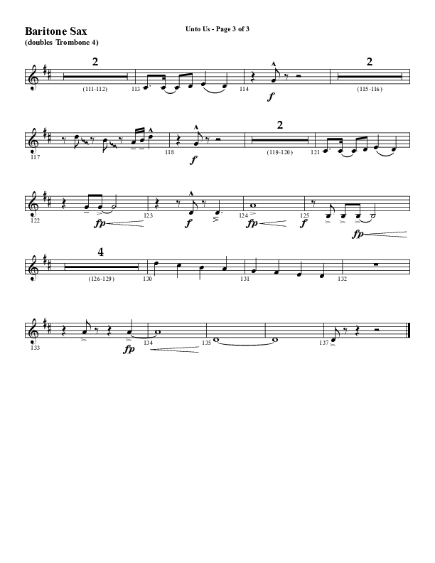 Unto Us (Choral Anthem SATB) Bari Sax (Word Music Choral / Arr. David Hamilton)