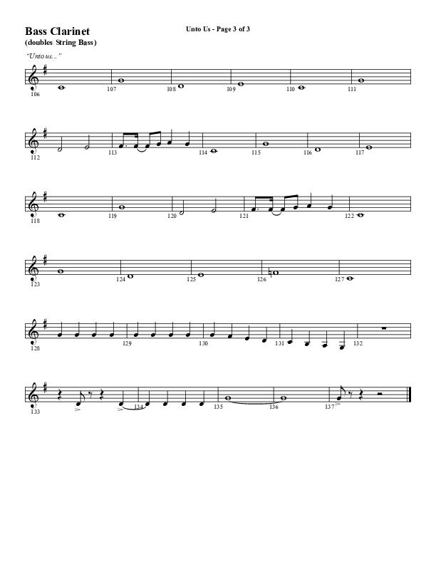 Unto Us (Choral Anthem SATB) Bass Clarinet (Word Music Choral / Arr. David Hamilton)
