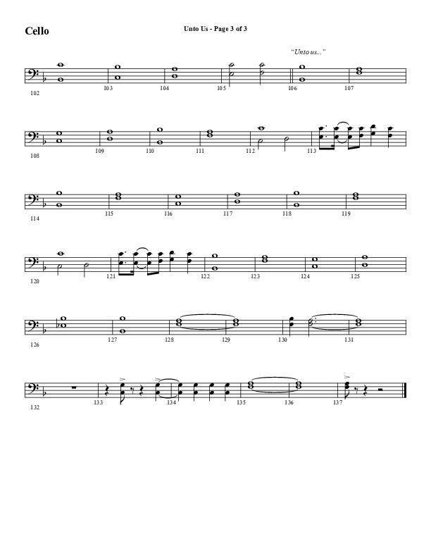 Unto Us (Choral Anthem SATB) Cello (Word Music Choral / Arr. David Hamilton)