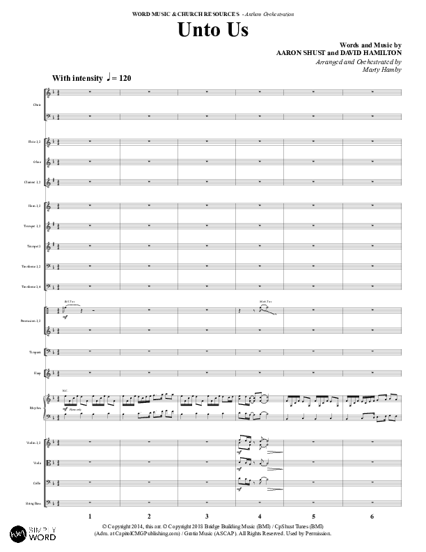 Unto Us (Choral Anthem SATB) Orchestration (Word Music Choral / Arr. David Hamilton)