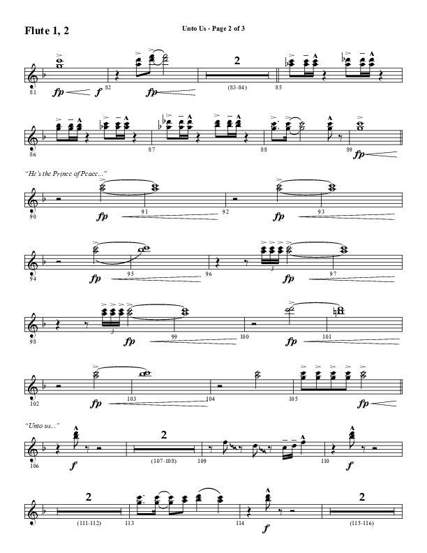 Unto Us (Choral Anthem SATB) Flute 1/2 (Word Music Choral / Arr. David Hamilton)