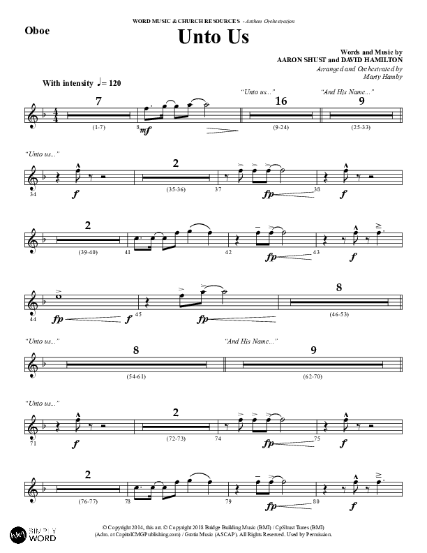 Unto Us (Choral Anthem SATB) Oboe (Word Music Choral / Arr. David Hamilton)