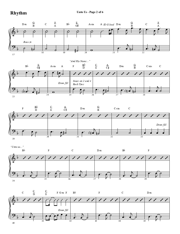 Unto Us (Choral Anthem SATB) Rhythm Chart (Word Music Choral / Arr. David Hamilton)