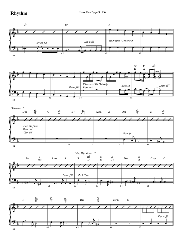 Unto Us (Choral Anthem SATB) Rhythm Chart (Word Music Choral / Arr. David Hamilton)