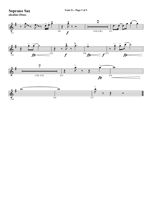 Unto Us (Choral Anthem SATB) Soprano Sax (Word Music Choral / Arr. David Hamilton)