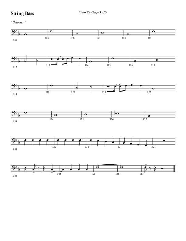 Unto Us (Choral Anthem SATB) String Bass (Word Music Choral / Arr. David Hamilton)