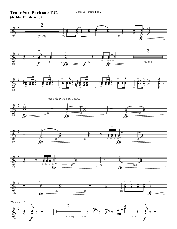 Unto Us (Choral Anthem SATB) Tenor Sax/Baritone T.C. (Word Music Choral / Arr. David Hamilton)