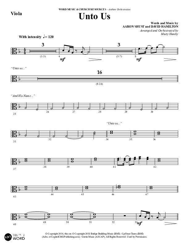 Unto Us (Choral Anthem SATB) Viola (Word Music Choral / Arr. David Hamilton)