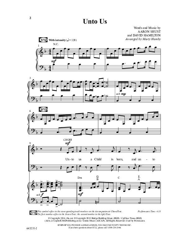 Unto Us (Choral Anthem SATB) Anthem (SATB/Piano) (Word Music Choral / Arr. David Hamilton)