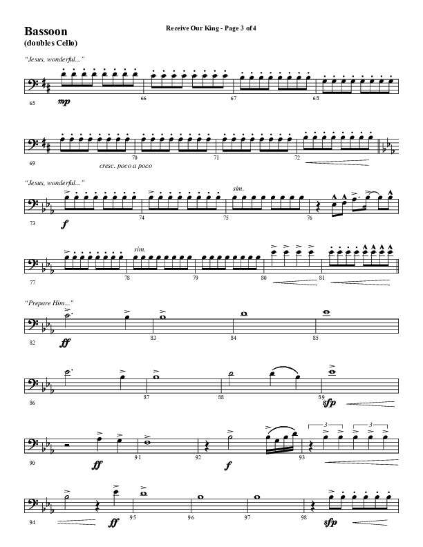 Receive Our King (Choral Anthem SATB) Bassoon (Word Music Choral / Arr. David Wise / Orch. David Shipps)