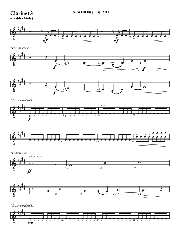 Receive Our King (Choral Anthem SATB) Clarinet 3 (Word Music Choral / Arr. David Wise / Orch. David Shipps)