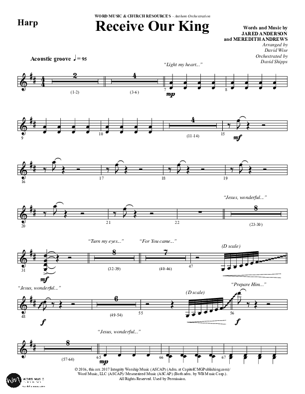 Receive Our King (Choral Anthem SATB) Harp (Word Music Choral / Arr. David Wise / Orch. David Shipps)
