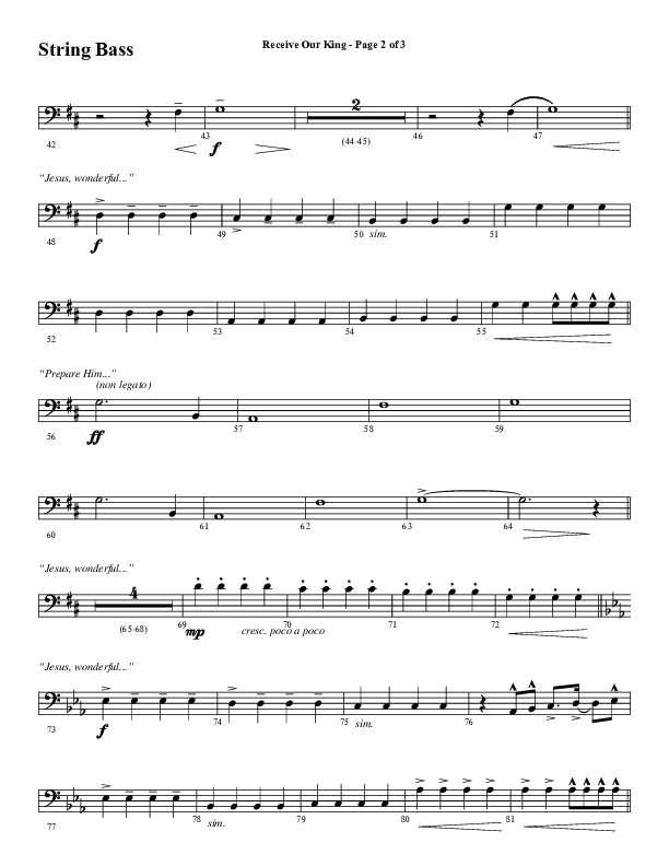 Receive Our King (Choral Anthem SATB) String Bass (Word Music Choral / Arr. David Wise / Orch. David Shipps)