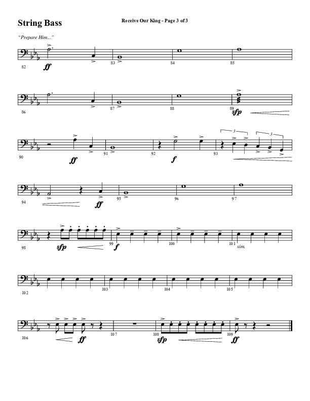 Receive Our King (Choral Anthem SATB) String Bass (Word Music Choral / Arr. David Wise / Orch. David Shipps)