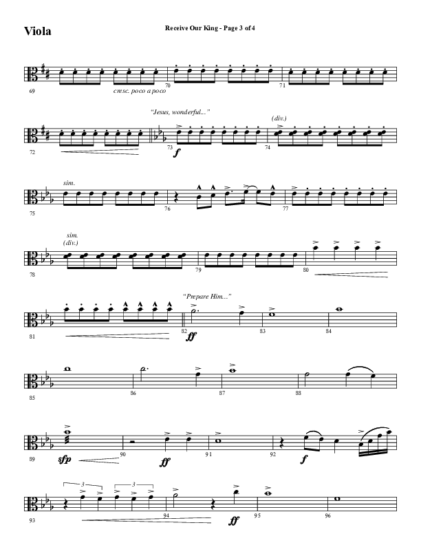 Receive Our King (Choral Anthem SATB) Viola (Word Music Choral / Arr. David Wise / Orch. David Shipps)