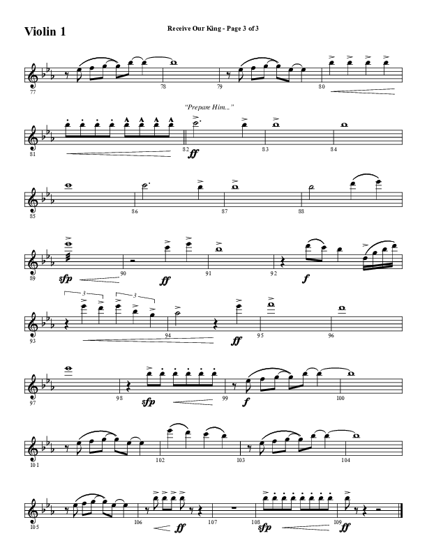 Receive Our King (Choral Anthem SATB) Violin 1 (Word Music Choral / Arr. David Wise / Orch. David Shipps)