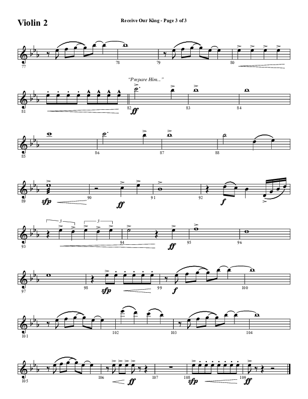 Receive Our King (Choral Anthem SATB) Violin 2 (Word Music Choral / Arr. David Wise / Orch. David Shipps)