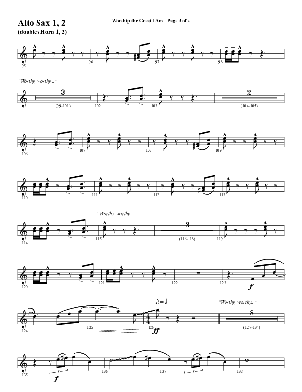 Worship The Great I Am (Choral Anthem SATB) Alto Sax 1/2 (Word Music Choral / Arr. David Wise / Arr. David Shipps)