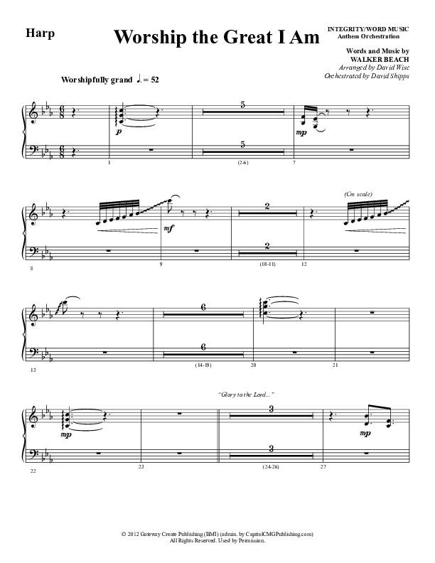Worship The Great I Am (Choral Anthem SATB) Harp (Word Music Choral / Arr. David Wise / Arr. David Shipps)