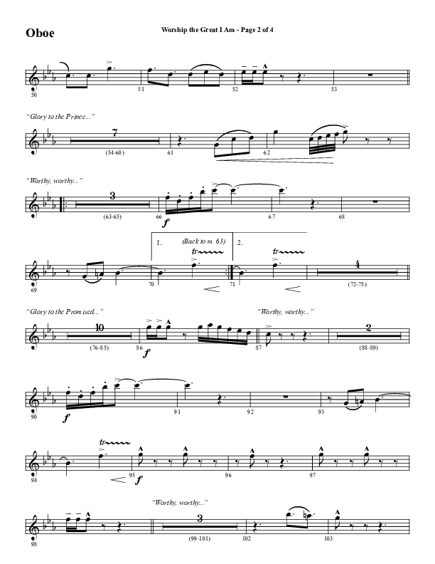 Worship The Great I Am (Choral Anthem SATB) Oboe (Word Music Choral / Arr. David Wise / Arr. David Shipps)