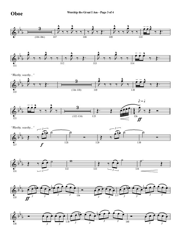 Worship The Great I Am (Choral Anthem SATB) Oboe (Word Music Choral / Arr. David Wise / Arr. David Shipps)