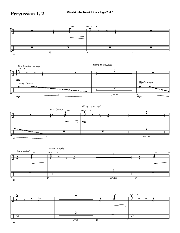 Worship The Great I Am (Choral Anthem SATB) Percussion 1/2 (Word Music Choral / Arr. David Wise / Arr. David Shipps)
