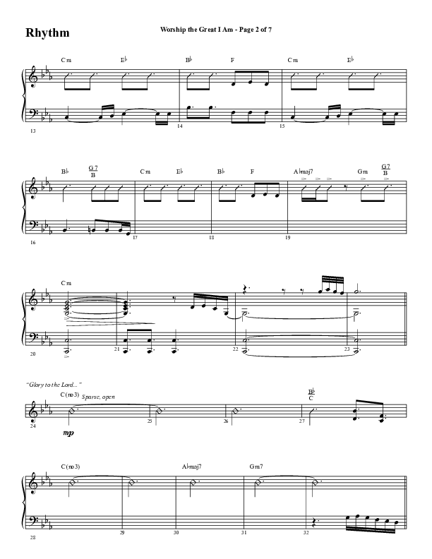 Worship The Great I Am (Choral Anthem SATB) Rhythm Chart (Word Music Choral / Arr. David Wise / Arr. David Shipps)