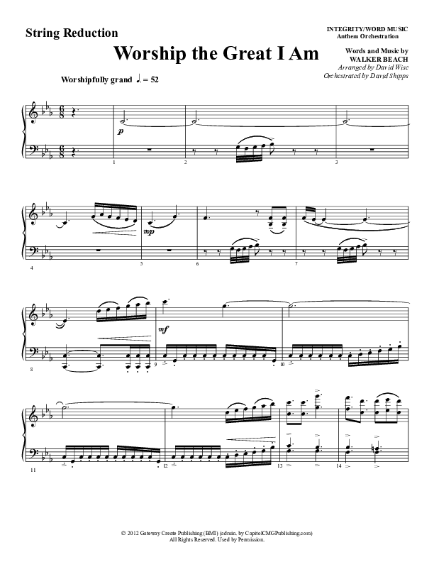 Worship The Great I Am (Choral Anthem SATB) String Reduction (Word Music Choral / Arr. David Wise / Arr. David Shipps)