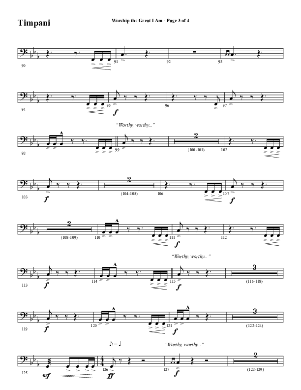 Worship The Great I Am (Choral Anthem SATB) Timpani (Word Music Choral / Arr. David Wise / Arr. David Shipps)