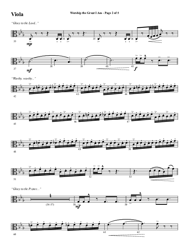 Worship The Great I Am (Choral Anthem SATB) Viola (Word Music Choral / Arr. David Wise / Arr. David Shipps)