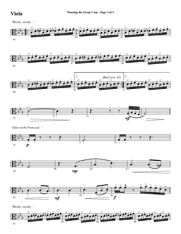 Worship The Great I Am (Choral Anthem SATB) Viola (Word Music Choral / Arr. David Wise / Arr. David Shipps)