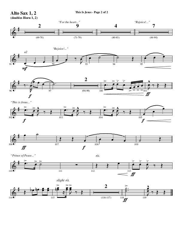 This Is Jesus (Choral Anthem SATB) Alto Sax 1/2 (Word Music Choral / Arr. Daniel Semsen)