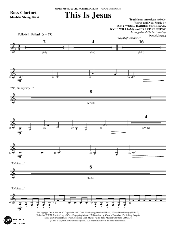 This Is Jesus (Choral Anthem SATB) Bass Clarinet (Word Music Choral / Arr. Daniel Semsen)